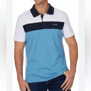 Calvin Klein Blue Short Sleeve Polo Short - Medium